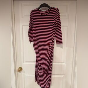 Bluebelle Pink and Black Striped Long Sleeve Dress
